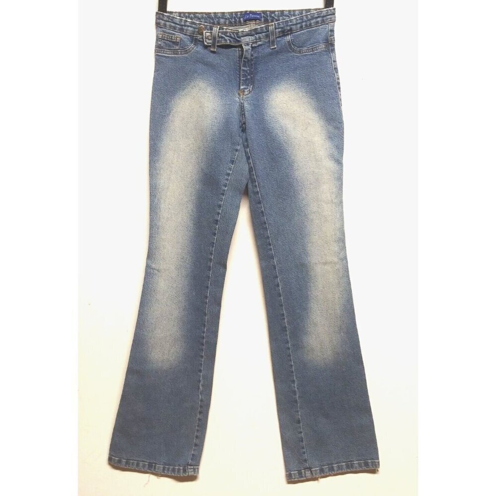 VTG LE DONNE jeans boot cut Flare distressed BRAZIL Sz 9/10 stretch fade accents